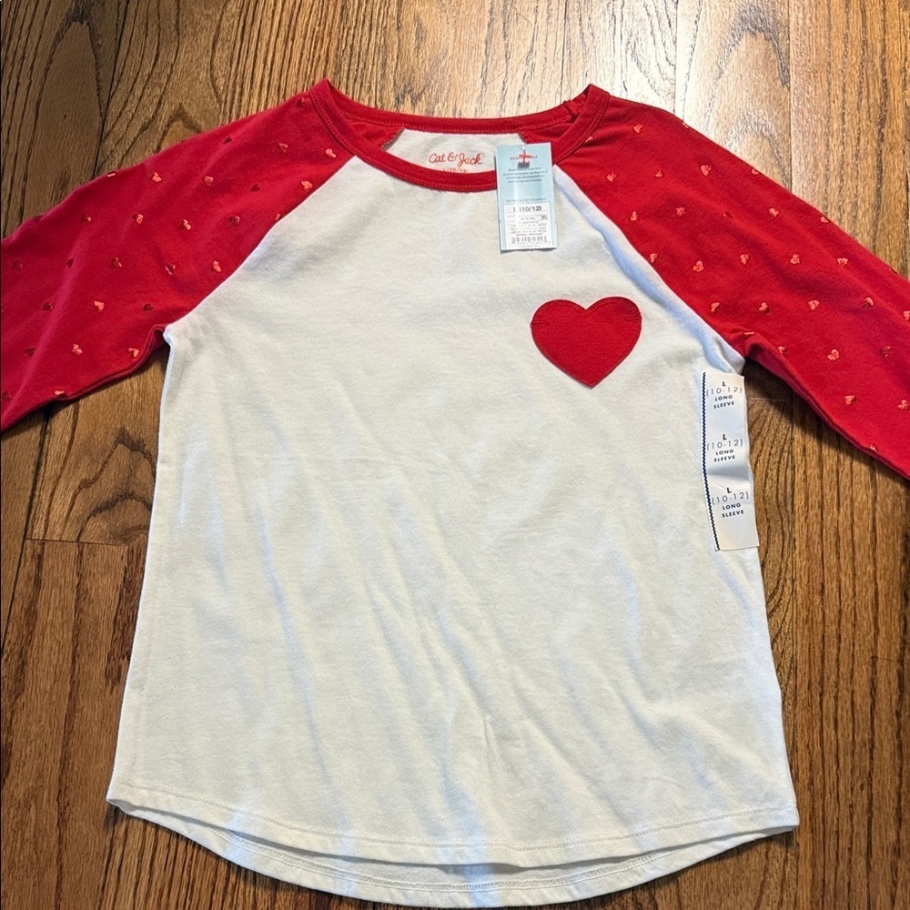 Cat & jack girls heart T-shirt size large (10-12) NWT